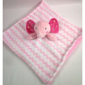 INF Pink Polka Dot Elephant Lovey Plush Security Blanket Baby 12x12